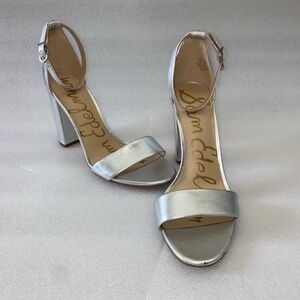 Sam Edelman Yaro Silver Leather Block Heels size 9.5